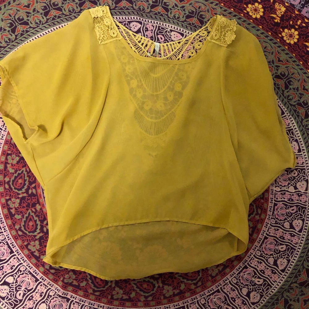 Small mustard yellow sheer blouse